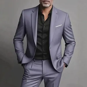 Men's suit set two-piece business formal blazer and trousers fashion stylish outfit.