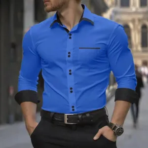 Κλασικό ανδρικό πουκάμισο μακρυμάνικο slim fit με χρωματική αντίθεση στον γιακά.
