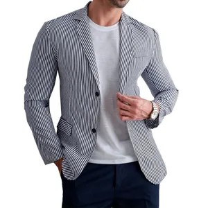 Ανδρικό μοντέρνο ριγέ casual σακάκι ασπρόμαυρο κομψό κοστούμι για την καθημερινή εργασία