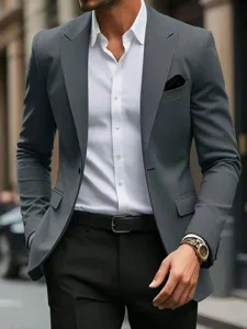 Men's slim fit single breasted suit jacket, perfect for business, parties, and weddings.