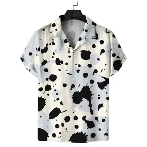 Herren Kurzarm Hawaiihemd Sommer Freizeit Button-Down Oberteil mit abstrakten Spritzern