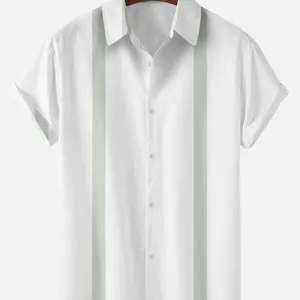 Chemise decontractee pour homme a manches courtes et rayures verticales mode ete vue principale.