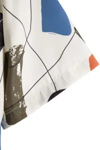 Chemise homme à imprimé 3D abstrait manches courtes détail mode haut décontracté chic