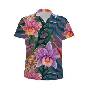 Men 3D floral print short sleeve Hawaiian shirt casual summer tropical beach top