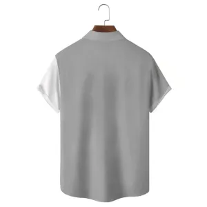 Camisa hombre manga corta casual aloha verano playa hawaiana top gris blanco moda casual