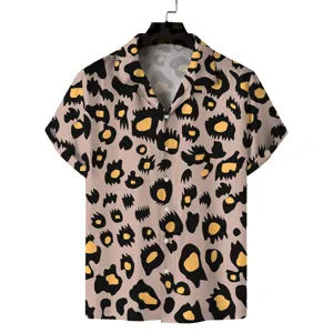 Herren Sommer Hawaii Kurzarmhemd mit modischem 3D abstrakten Print, lässiges Freizeithemd.