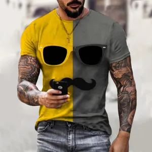 Men's 3D Printed Short Sleeve T-Shirt Funny Graphic Harajuku Style Polyester Crew Neck Summer Casual Digital Print Top