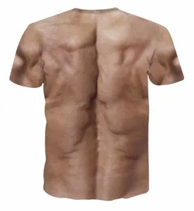 Bedrukt heren 3D spier T-shirt korte mouw grappige fitness casual top ademend comfortabel