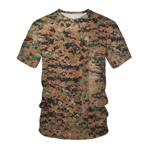 Men summer short sleeve t-shirt casual digital camo round neck loose fit top apparel