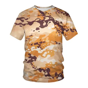 Men's Summer Short Sleeve T-Shirt 3D Digital Print Camouflage Crewneck Casual Loose Top Fashion Streetwear Tee