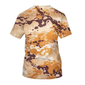 Men's summer short sleeve t-shirt with 3D digital camouflage print, crewneck design.