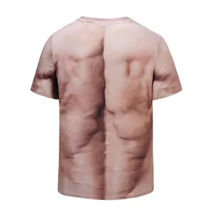 3D spierprint korte mouw T-shirt grappige fitness gym grafische tee voor mannen detail