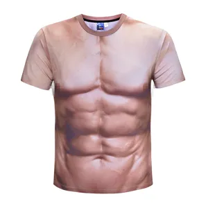 Heren 3D Spier Print Korte Mouw T-Shirt Grappige Novelty Fitness Gym Casual Top