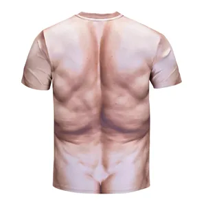 3D Gespierde Man Print Korte Mouw T-Shirt Grappige Noodzakelijke Fitness Gym Casual Tee
