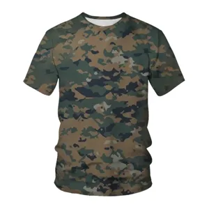 Men summer casual short sleeve t-shirt 3d digital print camo crewneck loose top fashion