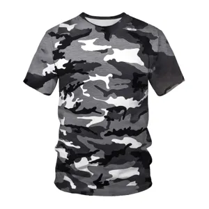 Men's 3D camouflage short sleeve t-shirt casual summer round neck breathable top apparel