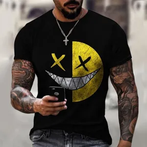 Herren lässiges Kurzarm T-Shirt mit Grafikprint, bequemer Sommer Rundhalsausschnitt Top.