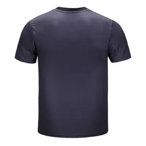 Heren effen kleur korte mouw T-shirt achterkant detailweergave, casual dagelijkse kleding.