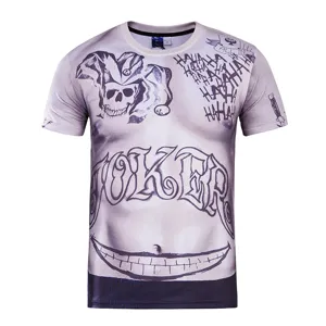 Heren 3D digitaal geprint korte mouw T-shirt grappige Joker tattoo spier ontwerp casual top