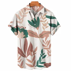 Camisa hawaiana de verano para hombre de manga corta con estampado floral 3D y botones.
