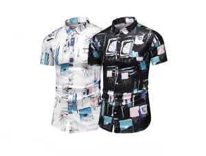 Herren Sommer casual kurzarm bedrucktes Hemd, atmungsaktive Mode Freizeitshirt Tops.