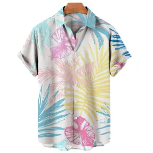 Camisa hawaiana de verano para hombre manga corta con estampado tropical casual playa.