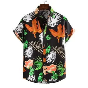 Herren Kurzarm Hawaiihemd Casual Tropischer 3D Druck Sommer Sommerhemd Oberteile