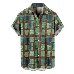 Chemise hawaïenne décontractée à manches courtes pour homme avec impression 3D.