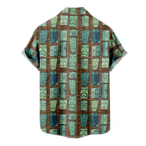Chemise Hawaïenne Homme Vintage Imprimé Tiki 3D Manches Courtes Été Plage Haut