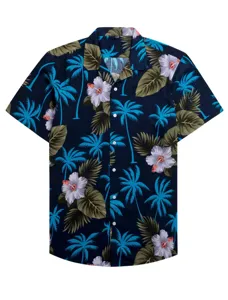 Men short sleeve Hawaiian shirt casual floral tropical beach summer button down shirt.