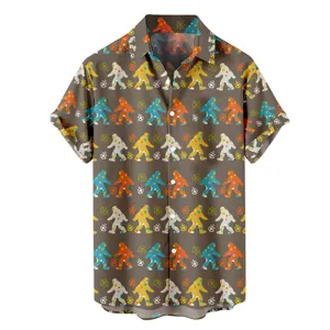 Chemise hawaïenne décontractée pour homme imprimé 3D avec motif Bigfoot amusant.