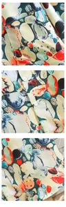 Detailed close-up view of men summer casual short sleeve shirt with abstract colorful print.