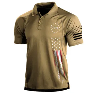 Heren 1776 US vlag print korte mouw tactisch polo shirt voor zomerse kleding.
