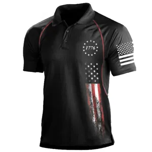 Heren 1776 Amerikaanse vlag poloshirt zomer casual korte mouw 3D digitale print top