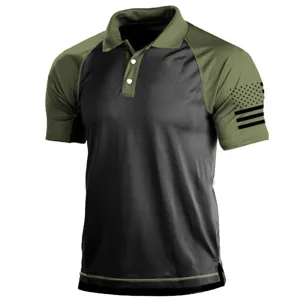 Men's Tactical Polo Shirt Outdoor Military Style Short Sleeve Lapel Quick Dry Breathable Summer Casual Athletic Golf Shirt