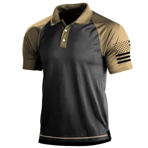 Men's tactical short sleeve polo shirt casual outdoor sports breathable summer top