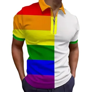 Homme 3D Imprimer Manches Courtes Fermeture Eclair Polo Ete Decontracte Vetement Haut Homme