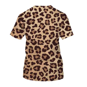 Men's short-sleeve t-shirt with trendy all-over leopard print design for casual wear.