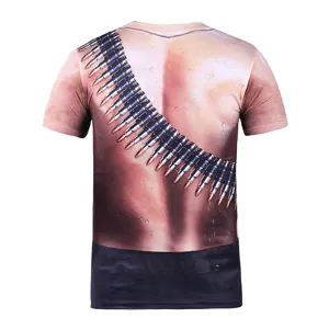 Heren 3D spierlichaam print korte mouw t-shirt grappige novelty fitness casual top