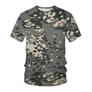 Men's 3D digital print camo short sleeve t-shirt casual summer loose crewneck top