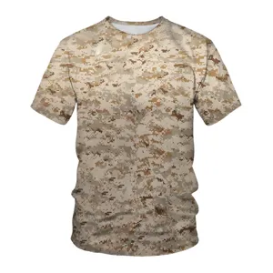 Mens 3D Digital Pixel Desert Camouflage Print Casual Short Sleeve Round Neck T-Shirt