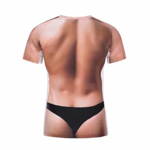 Grappig 3D spierbundel print t-shirt korte mouw novelty grap tee voor heren en jongens.