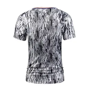 Heren korte mouw t-shirt zwart wit abstract print casual slim fit top shirt mens