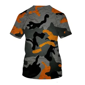 Men's short sleeve t-shirt with 3d digital camouflage print summer casual crewneck top.