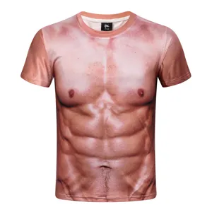 Heren 3D Spier Print Korte Mouw T-Shirt Novelty Grappig Gag Workout Top Casual Shirt