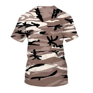 Men's summer casual short sleeve t-shirt featuring 3d digital print camo pattern loose top.