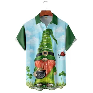 St. Patrick's Day 3D Printed Short Sleeve Hawaiian Shirt Casual Summer Men's Top