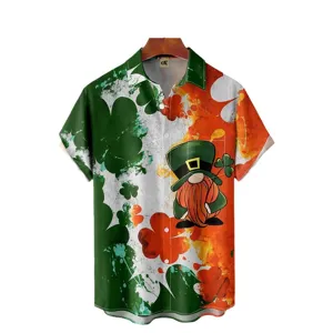 Men's St. Patrick's Day 3D Printed Hawaiian Short Sleeve Shirt Casual Holiday Top