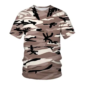 Men's summer short sleeve t-shirt with 3D digital print camouflage pattern crewneck casual top