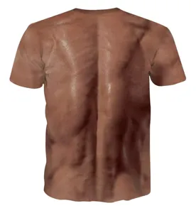 Heren 3D Spier Print Korte Mouw T-Shirt Grappige Achterkant Grafisch Casual Fitness Top